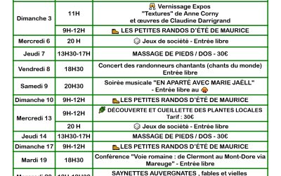 Au programme d’août 2025