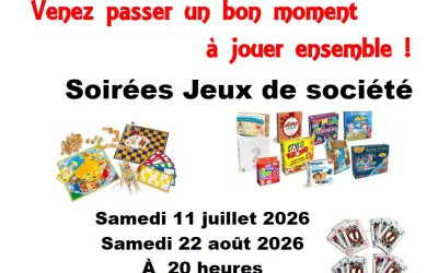22 août 2026 : Soirée Jeux de société