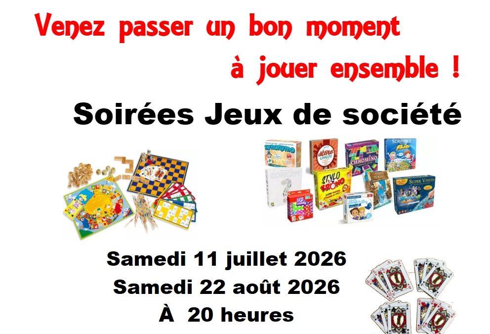 22 août 2026 : Soirée Jeux de société