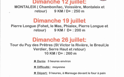 26 juillet 2026 – Les petites randos d’été de Maurice