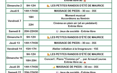 Au programme de août 2026